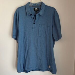 Roots Men’s 100% cotton Striped Blue Polo Shirt Classic comfortable XXL 2XL EUC